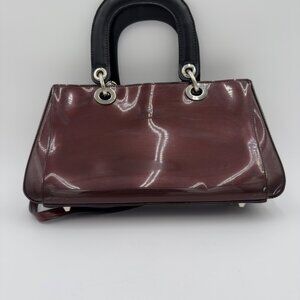 BEIJO Purse Brown/Black Faux Patent Leather Satchel Handbag with Shoulder Straps
